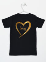 serduszko złote z imieniem dziecka koszulka z krótkim rękawem kolor czarny 261