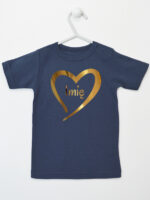 serduszko złote z imieniem dziecka koszulka z krótkim rękawem kolor granatowy 261