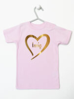 serduszko złote z imieniem dziecka koszulka z krótkim rękawem kolor różowy 261