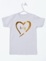 serduszko złote z imieniem dziecka koszulka z krótkim rękawem kolor szary 261