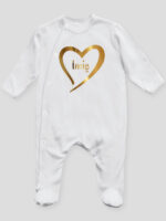 serduszko złote z imieniem dziecka pajacyk śpioszek ze stópkami 261