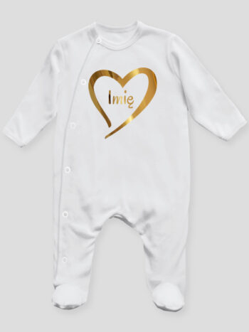 serduszko złote z imieniem dziecka pajacyk śpioszek ze stópkami 261