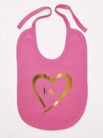 serduszko złote z imieniem dziecka śliniak niemowlęcy kolor ciemny różowy 261