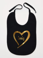 serduszko złote z imieniem dziecka śliniak niemowlęcy kolor czarny 261