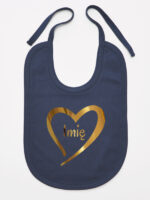 serduszko złote z imieniem dziecka śliniak niemowlęcy kolor granatowy 261