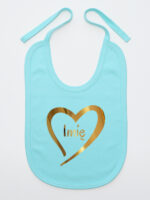 serduszko złote z imieniem dziecka śliniak niemowlęcy kolor miętowy 261