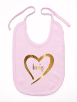 serduszko złote z imieniem dziecka śliniak niemowlęcy kolor różowy 261