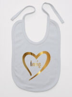 serduszko złote z imieniem dziecka śliniak niemowlęcy kolor szary 261