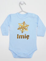 śnieżynka z imieniem dziecka na boże narodzenie body z długim rękawem kolor błękitny 264