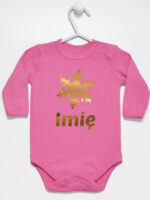 śnieżynka z imieniem dziecka na boże narodzenie body z długim rękawem kolor ciemny różowy 264