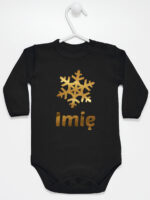 śnieżynka z imieniem dziecka na boże narodzenie body z długim rękawem kolor czarny 264