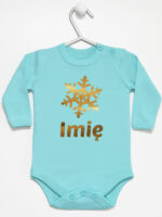 śnieżynka z imieniem dziecka na boże narodzenie body z długim rękawem kolor miętowy 264