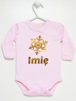 śnieżynka z imieniem dziecka na boże narodzenie body z długim rękawem kolor różowy 264