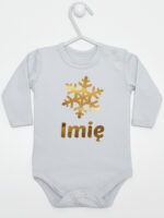 śnieżynka z imieniem dziecka na boże narodzenie body z długim rękawem kolor szary 264