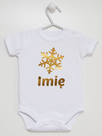 śnieżynka z imieniem dziecka na boże narodzenie body z krótkim rękawem kolor biały 264