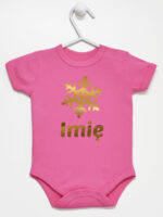 śnieżynka z imieniem dziecka na boże narodzenie body z krótkim rękawem kolor ciemny rózowy 264