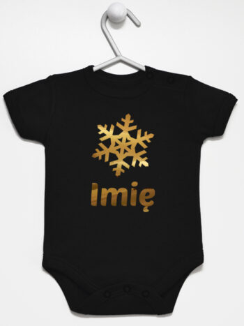 śnieżynka z imieniem dziecka na boże narodzenie body z krótkim rękawem kolor czarny 264