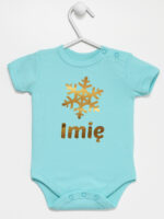 śnieżynka z imieniem dziecka na boże narodzenie body z krótkim rękawem kolor miętowy 264