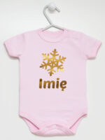 śnieżynka z imieniem dziecka na boże narodzenie body z krótkim rękawem kolor różowy 264