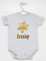 śnieżynka z imieniem dziecka na boże narodzenie body z krótkim rękawem kolor szary 264