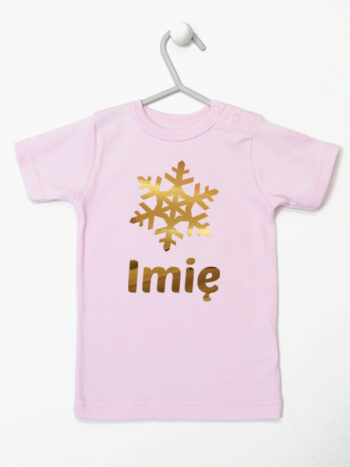 śnieżynka z imieniem dziecka na boże narodzenie koszulka z krótkim rękawem kolor różowy 264