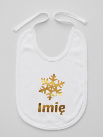 śnieżynka z imieniem dziecka na boże narodzenie śliniak niemowlęcy kolor biały 264