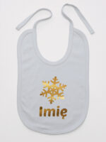 śnieżynka z imieniem dziecka na boże narodzenie śliniak niemowlęcy kolor szary 264 śnieżynka z imieniem dziecka na boże narodzenie śliniak niemowlęcy kolor szary 264