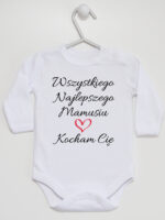 wszystkiego najlepszego mamusiu kocham cię body z długim rękawem kolor biały 259
