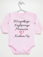 wszystkiego najlepszego mamusiu kocham cię body z długim rękawem kolor różowy 259