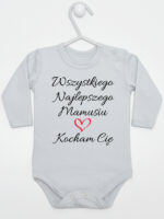 wszystkiego najlepszego mamusiu kocham cię body z długim rękawem kolor szary 259