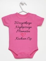 wszystkiego najlepszego mamusiu kocham cię body z krótkim rękawem kolor ciemny rózowy 259