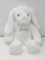 maskotka króliczek biały mały z imieniem dziecka m026a