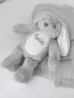 maskotka króliczek szary mały z imieniem dziecka m025a