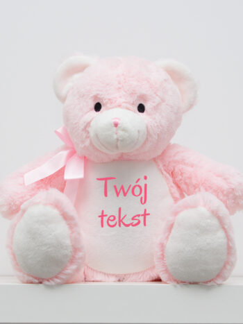 maskotka miś różowy duży z twoim napisem m004 1