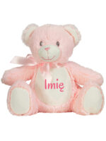 maskotka miś różowy mały z imieniem dziecka m019 1