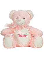 maskotka miś różowy mały z imieniem dziecka m019 5