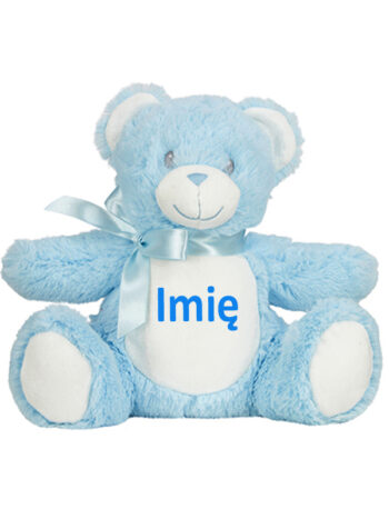 pluszak miś niebieski mały z imieniem dziecka m022 2