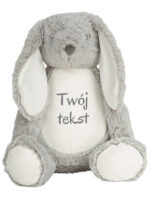 duża maskotka królik w kolorze szarym z własnym napisem m033 1