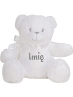 maskotka miś biały mały z imieniem dziecka m028 1