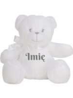 maskotka miś biały mały z imieniem dziecka m028 3