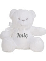 maskotka miś biały mały z imieniem dziecka m028 5