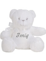 maskotka miś biały mały z imieniem dziecka m028 6