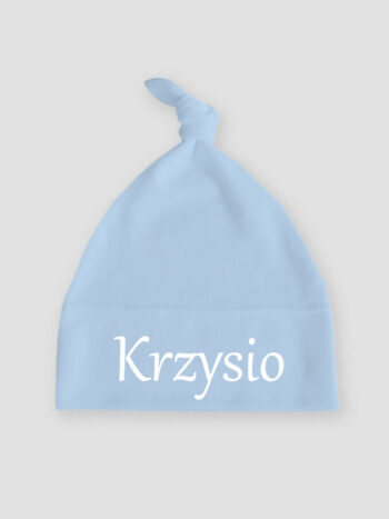 czapka blekitna z imieniem krzysio