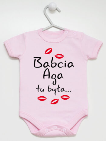 body babcia aga tu była z krótkim rękawem kolor różowy
