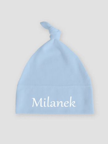 czapeczka błękitna z imieniem Milanek
