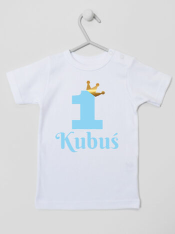 koszulka  z krótkim rękawem kolor biały z imieniem kubuś