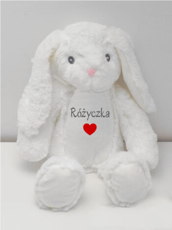 króliczek biały z imieniem różyczka i serduszkiem   Kopia