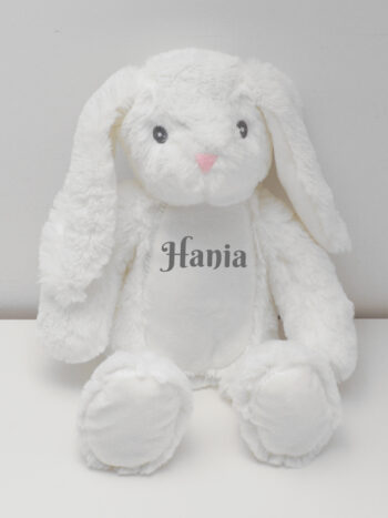 pluszak króliczek biały z imieniem hania