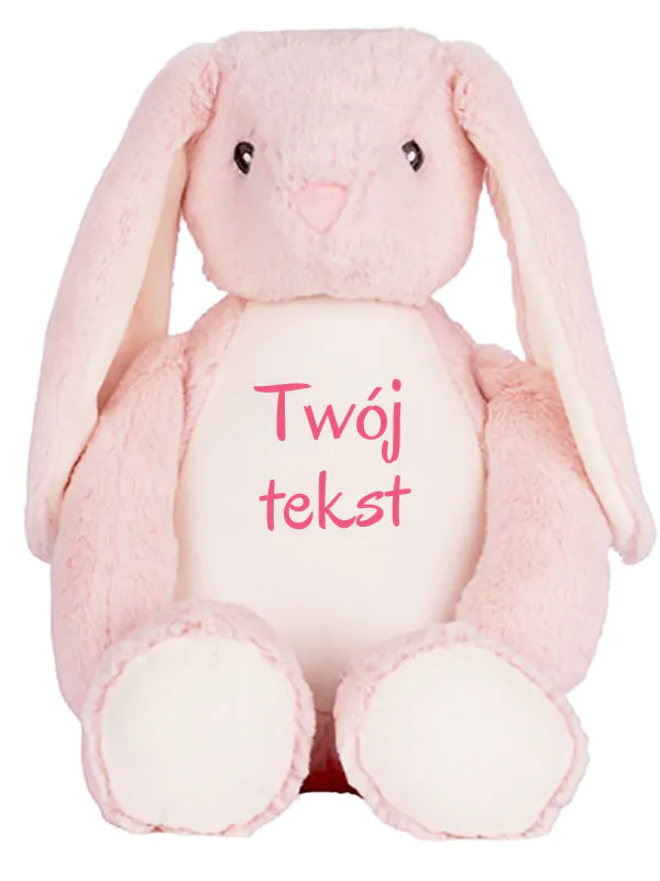 króliczek różowy duży z własnym napisem m052 czcionka 1