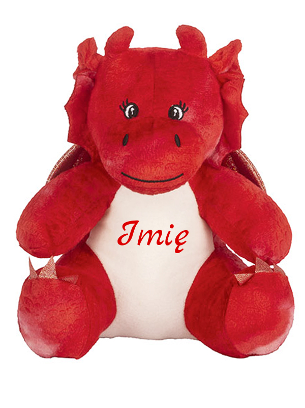 maskotka smok mały czerwony z imieniem dziecka m053 czcionka 6
